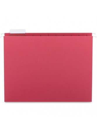 Letter - 8.50" Width x 11" Sheet Size - 1/5 Tab Cut - Red - Recycled - 25 / Box - sprsp5215red